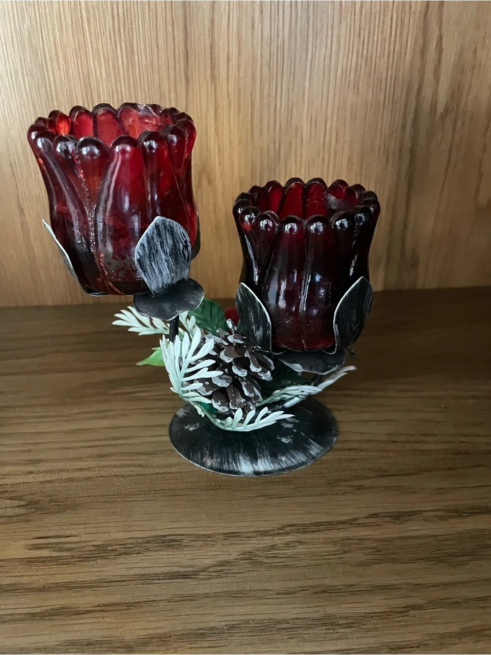 Vintage Holiday Twin Tulip Candle Holder